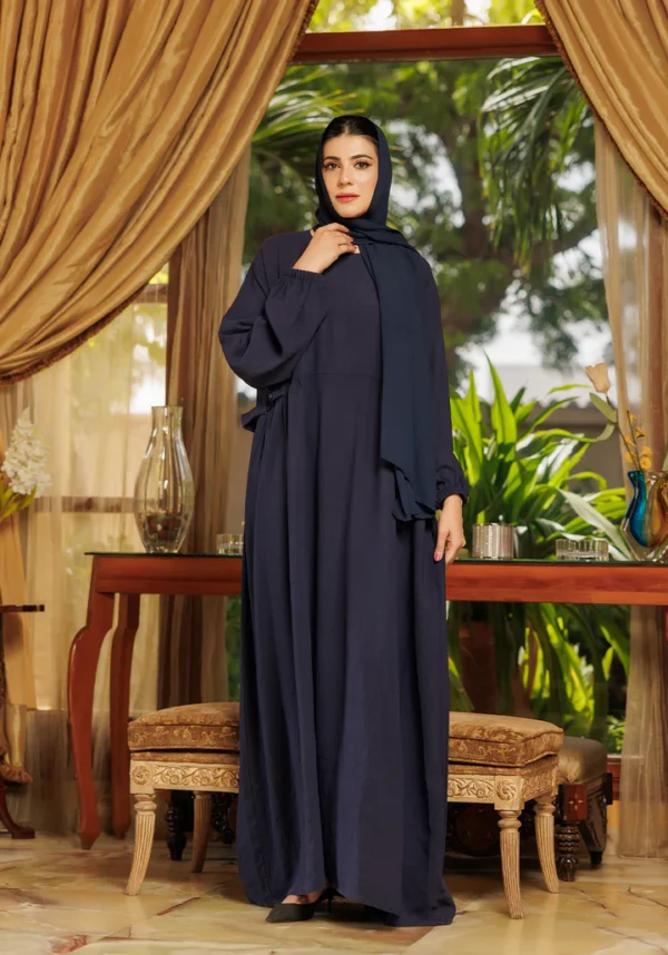 Loop Button Blue Abaya - Image 2