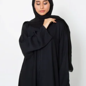 Black Basic Front-Open Abaya