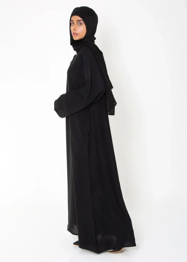 Black Basic Front-Closed Abaya - Image 2