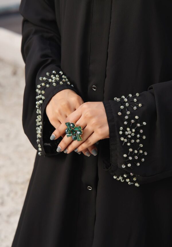 Onyx Black Jewel Abaya - Image 2