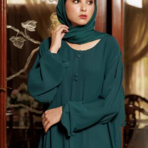 Green Fancy Button Abaya