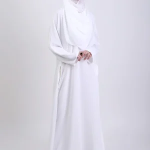 White Basic Front-Closed Abaya