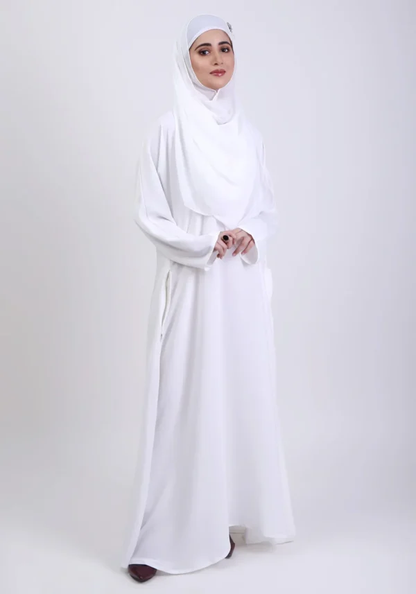 White Basic Front-Closed Abaya