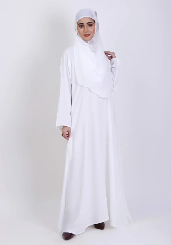 White Basic Front-Closed Abaya - Image 4