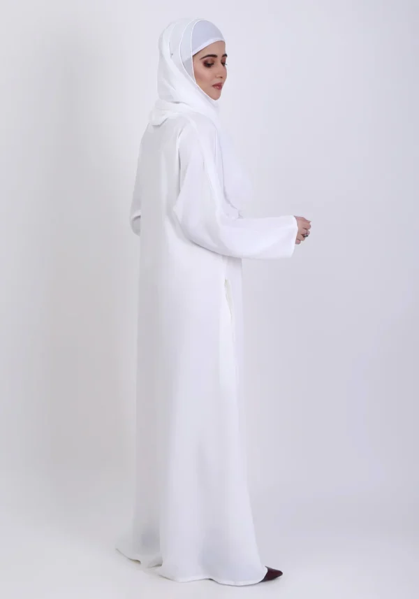 White Basic Front-Closed Abaya - Image 2