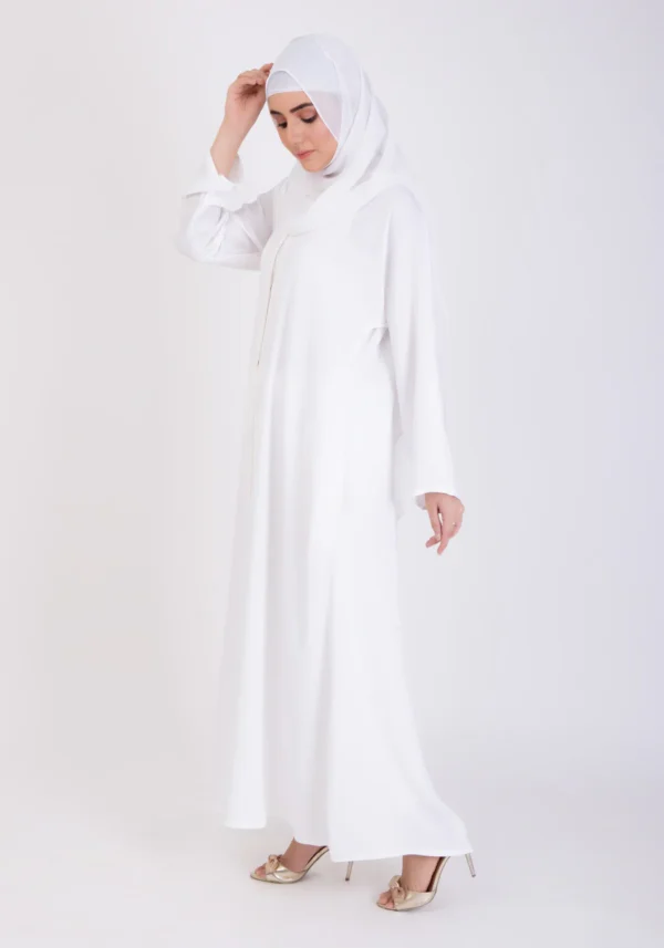 White Basic Front-Open Abaya - Image 4