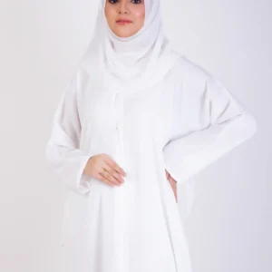 White Basic Front-Open Abaya