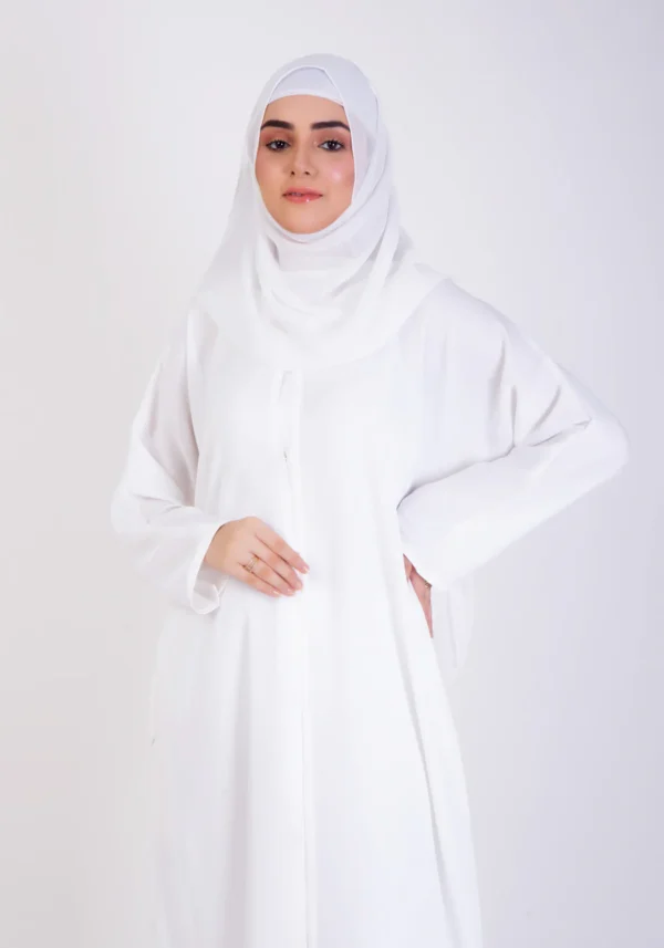 White Basic Front-Open Abaya